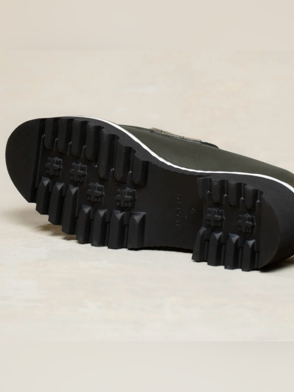 NIB M.Gemi Croc-Embossed Olive Green Leather Lug Sole Italian Loafers US11 - Picture 10 of 13